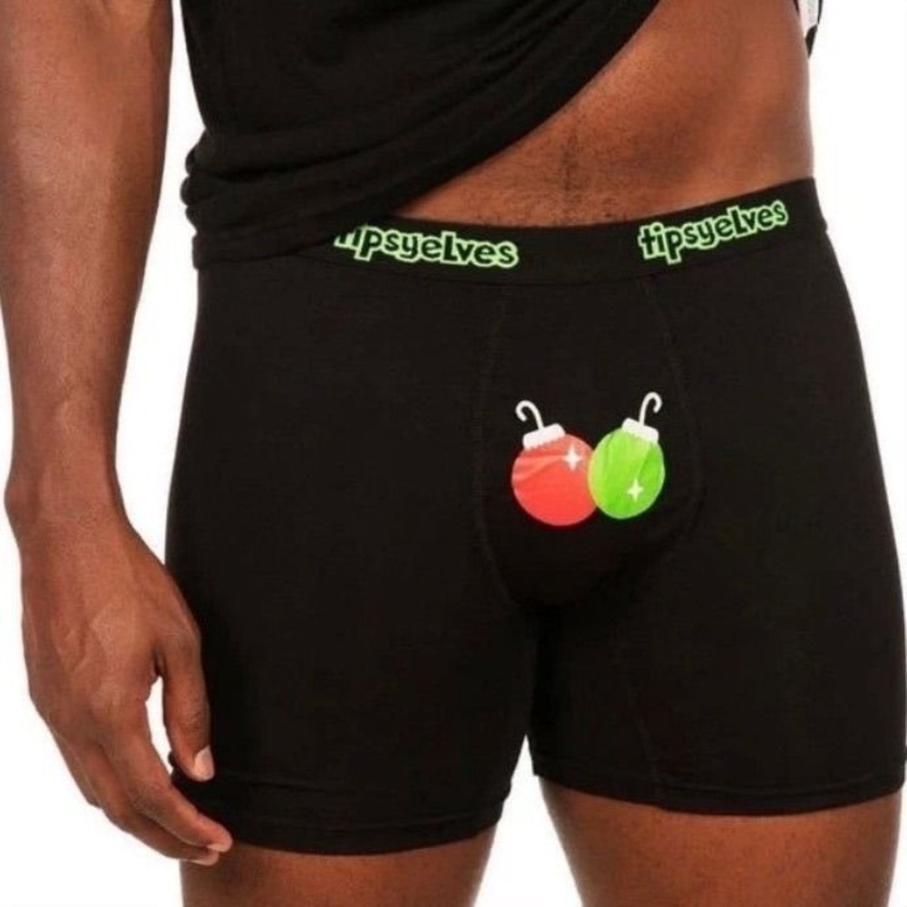 Tipsy Elves Mens Jingle Bells Boxer Briefs Black Christmas Underwear XXL NEW